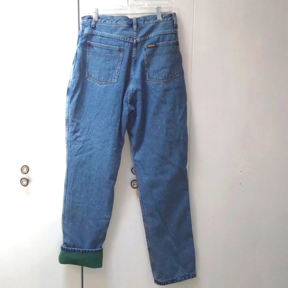Woolrich Denim Jeans Green Fleece LINED Heavy Duty Cold Weather Pants Warm Sz.12